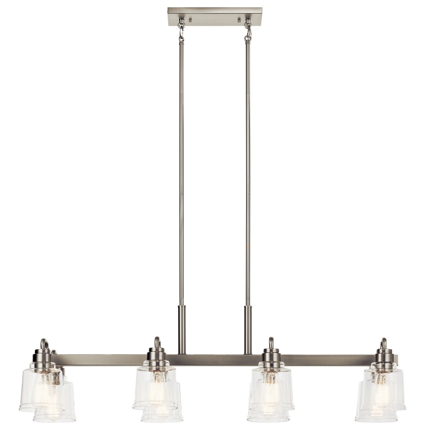 KICHLER 52400NI Aivian 42" 8 Light Linear Chandelier With Clear Glass Brushed Nickel