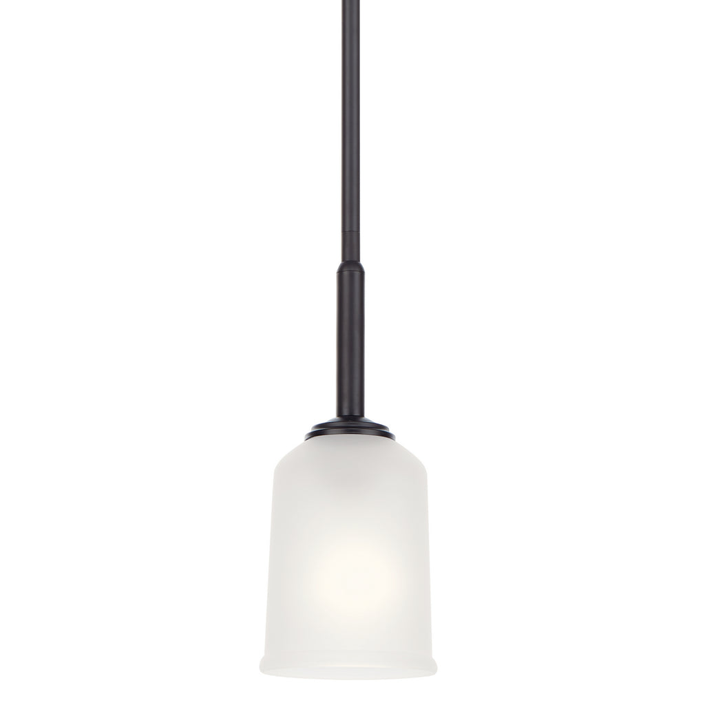 KICHLER 43674BK Shailene 11" 1 Light Mini Pendant With Satin Etched Glass In Brushed Nickel
