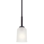 KICHLER 43674BK Shailene 11" 1 Light Mini Pendant With Satin Etched Glass In Brushed Nickel