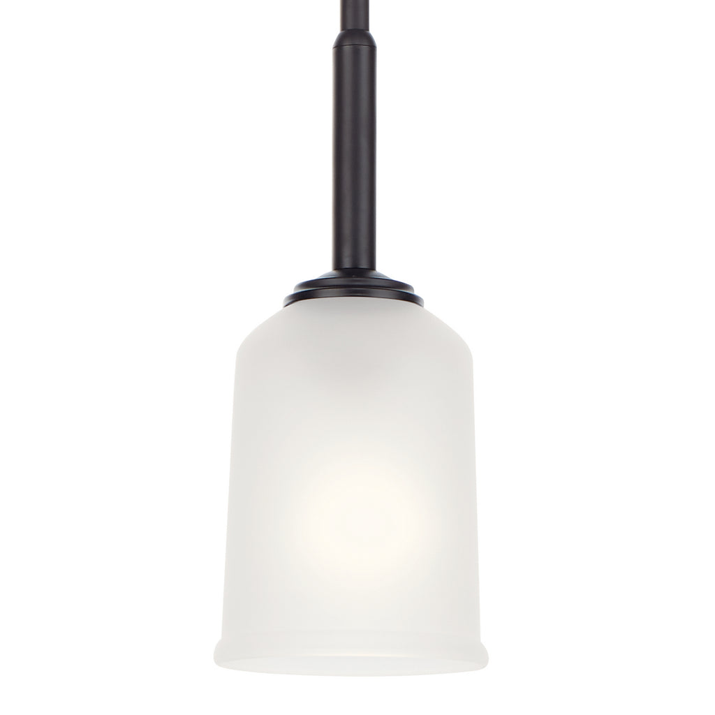KICHLER 43674BK Shailene 11" 1 Light Mini Pendant With Satin Etched Glass In Brushed Nickel