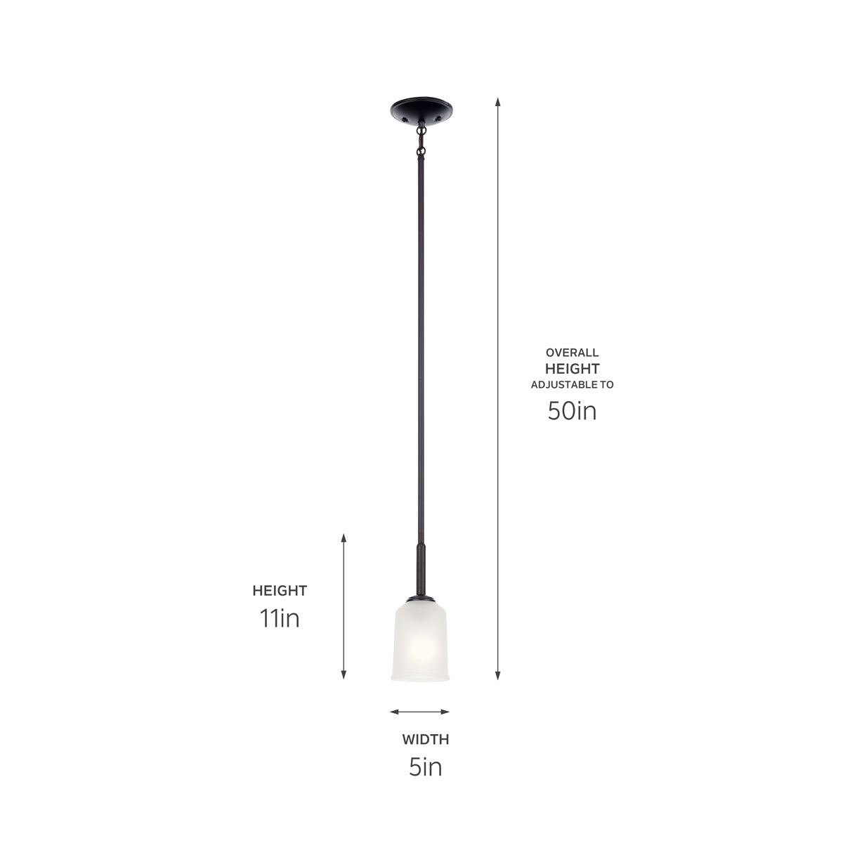 KICHLER 43674BK Shailene 11" 1 Light Mini Pendant With Satin Etched Glass In Brushed Nickel