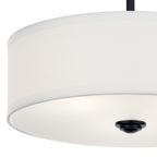 KICHLER 43675BK Shailene 14" 3 Light Round Semi Flush With Satin Etched White Diffuser And White Microfiber Shade In Brushed Nickel