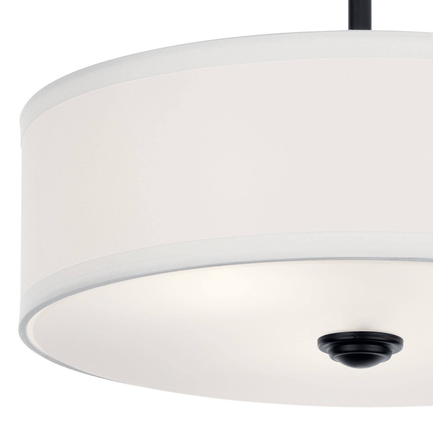 KICHLER 43675BK Shailene 14" 3 Light Round Semi Flush With Satin Etched White Diffuser And White Microfiber Shade In Brushed Nickel
