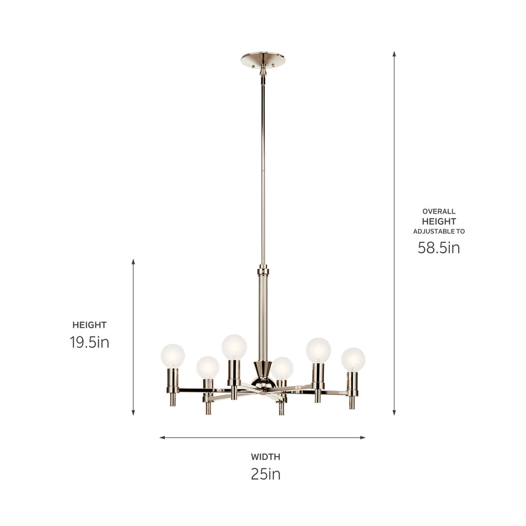 KICHLER 52424PN Torvee 26" 6 Light Chandelier Brushed Natural Brass