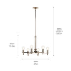 KICHLER 52424PN Torvee 26" 6 Light Chandelier Brushed Natural Brass