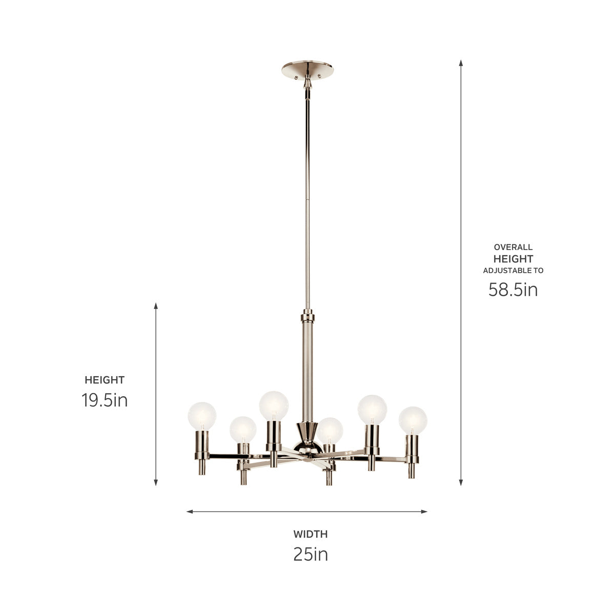 KICHLER 52424PN Torvee 26" 6 Light Chandelier Brushed Natural Brass