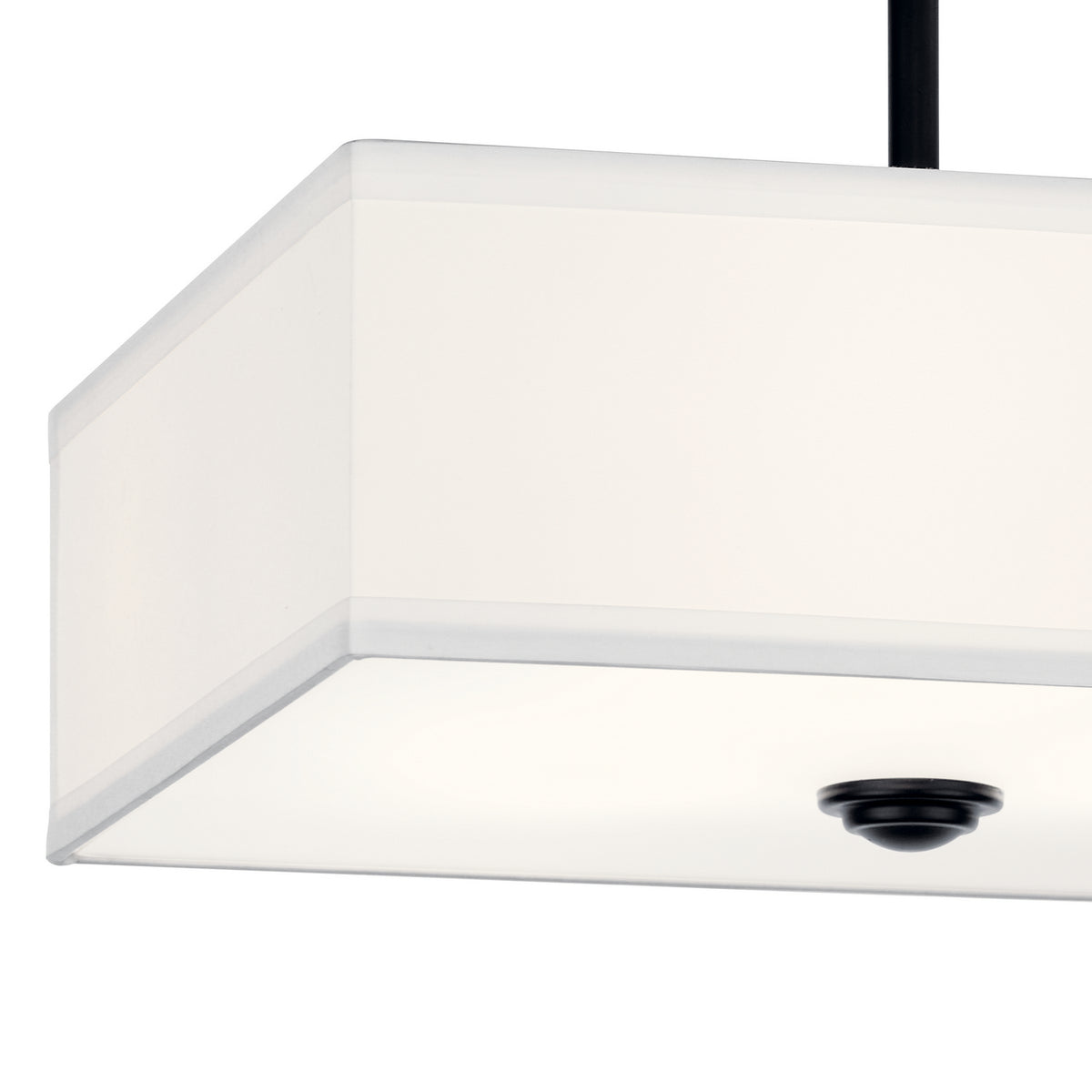 KICHLER 43691BK Shailene 14" 3 Light Square Semi Flush With Satin Etched White Diffuser And White Microfiber Shade In Brushed Nickel