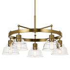 KICHLER 52403BNB Eastmont 5 Light Chandelier With Clear Glass Brushed Natural Brass And Walnut Wood