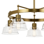 KICHLER 52403BNB Eastmont 5 Light Chandelier With Clear Glass Brushed Natural Brass And Walnut Wood
