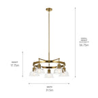 KICHLER 52403BNB Eastmont 5 Light Chandelier With Clear Glass Brushed Natural Brass And Walnut Wood