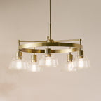 KICHLER 52403BNB Eastmont 5 Light Chandelier With Clear Glass Brushed Natural Brass And Walnut Wood