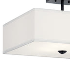 KICHLER 43693BK Shailene 18" 3 Light Square Semi Flush With Satin Etched White Diffuser And White Microfiber Shade In Brushed Nickel