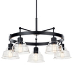 KICHLER 52403BK Eastmont 5 Light Chandelier With Clear Glass Black And Walnut Wood