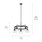 KICHLER 52403BK Eastmont 5 Light Chandelier With Clear Glass Black And Walnut Wood