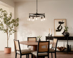 KICHLER 52403BK Eastmont 5 Light Chandelier With Clear Glass Black And Walnut Wood