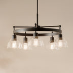 KICHLER 52403BK Eastmont 5 Light Chandelier With Clear Glass Black And Walnut Wood