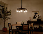 KICHLER 52403BK Eastmont 5 Light Chandelier With Clear Glass Black And Walnut Wood