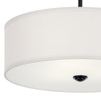 KICHLER 43692BK Shailene 18" 3 Light Round Semi Flush With Satin Etched White Diffuser And White Microfiber Shade In Brushed Nickel