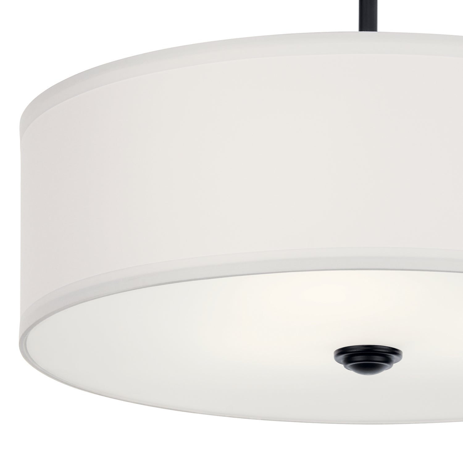 KICHLER 43692BK Shailene 18" 3 Light Round Semi Flush With Satin Etched White Diffuser And White Microfiber Shade In Brushed Nickel
