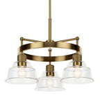 KICHLER 52402BNB Eastmont 3 Light Chandelier With Clear Glass Brushed Natural Brass And Walnut Wood