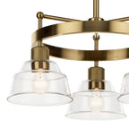 KICHLER 52402BNB Eastmont 3 Light Chandelier With Clear Glass Brushed Natural Brass And Walnut Wood