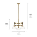 KICHLER 52402BNB Eastmont 3 Light Chandelier With Clear Glass Brushed Natural Brass And Walnut Wood
