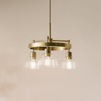 KICHLER 52402BNB Eastmont 3 Light Chandelier With Clear Glass Brushed Natural Brass And Walnut Wood