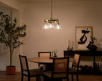 KICHLER 52402BNB Eastmont 3 Light Chandelier With Clear Glass Brushed Natural Brass And Walnut Wood