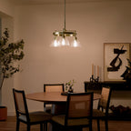 KICHLER 52402BNB Eastmont 3 Light Chandelier With Clear Glass Brushed Natural Brass And Walnut Wood