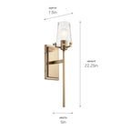 KICHLER 45295CPZ Alton 22" 1 Light Wall Sconce With Clear Seeded Glass In Champagne Bronze