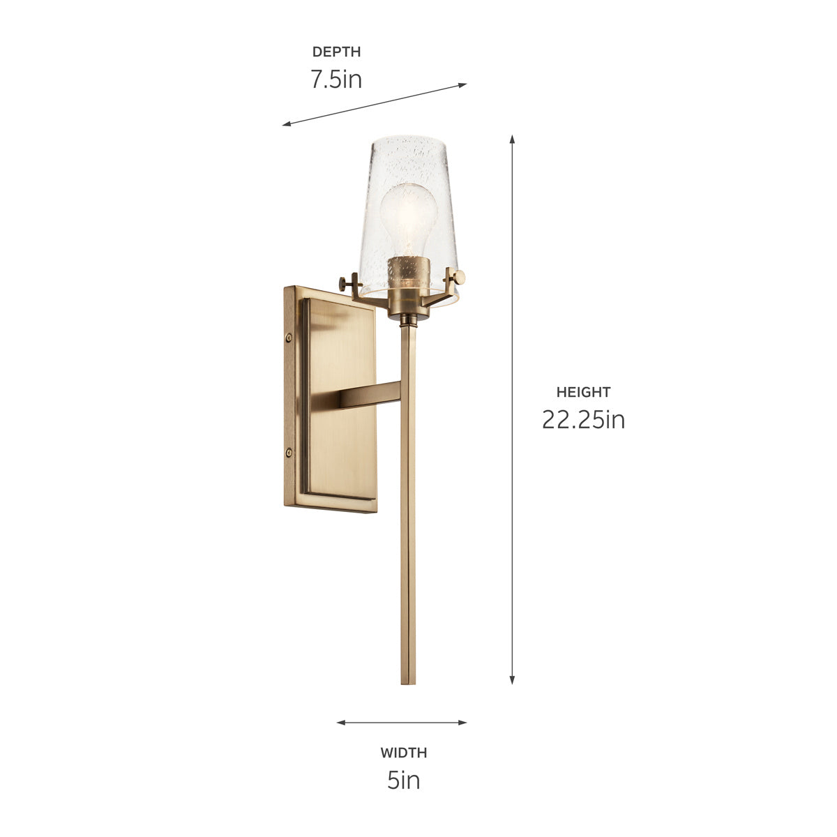 KICHLER 45295CPZ Alton 22" 1 Light Wall Sconce With Clear Seeded Glass In Champagne Bronze
