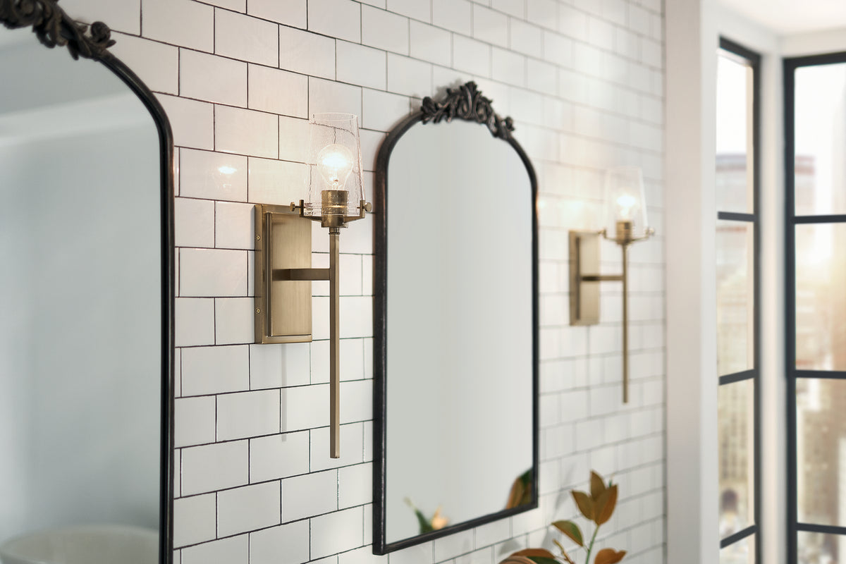 KICHLER 45295CPZ Alton 22" 1 Light Wall Sconce With Clear Seeded Glass In Champagne Bronze