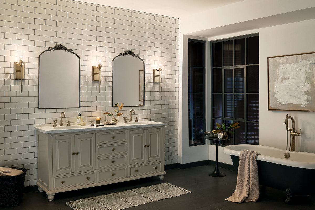 KICHLER 45295CPZ Alton 22" 1 Light Wall Sconce With Clear Seeded Glass In Champagne Bronze