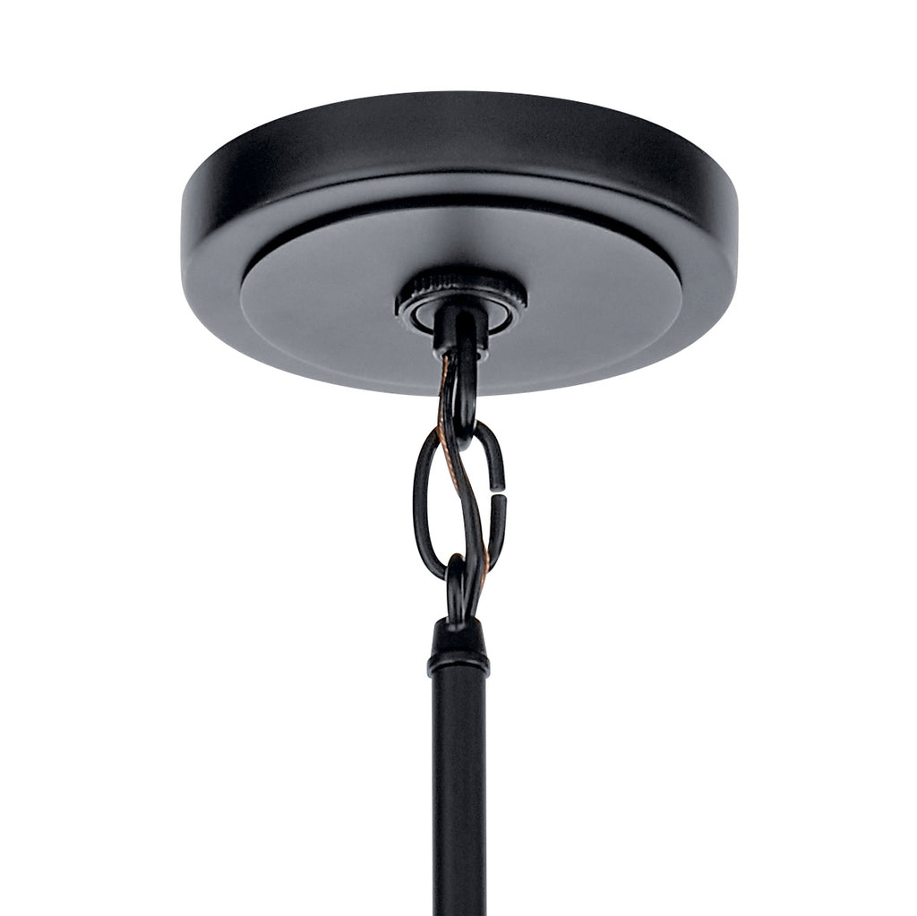 KICHLER 52402BK Eastmont 3 Light Chandelier With Clear Glass Black And Walnut Wood