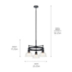KICHLER 52402BK Eastmont 3 Light Chandelier With Clear Glass Black And Walnut Wood