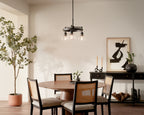 KICHLER 52402BK Eastmont 3 Light Chandelier With Clear Glass Black And Walnut Wood