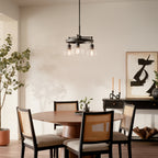 KICHLER 52402BK Eastmont 3 Light Chandelier With Clear Glass Black And Walnut Wood