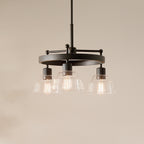 KICHLER 52402BK Eastmont 3 Light Chandelier With Clear Glass Black And Walnut Wood