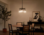 KICHLER 52402BK Eastmont 3 Light Chandelier With Clear Glass Black And Walnut Wood