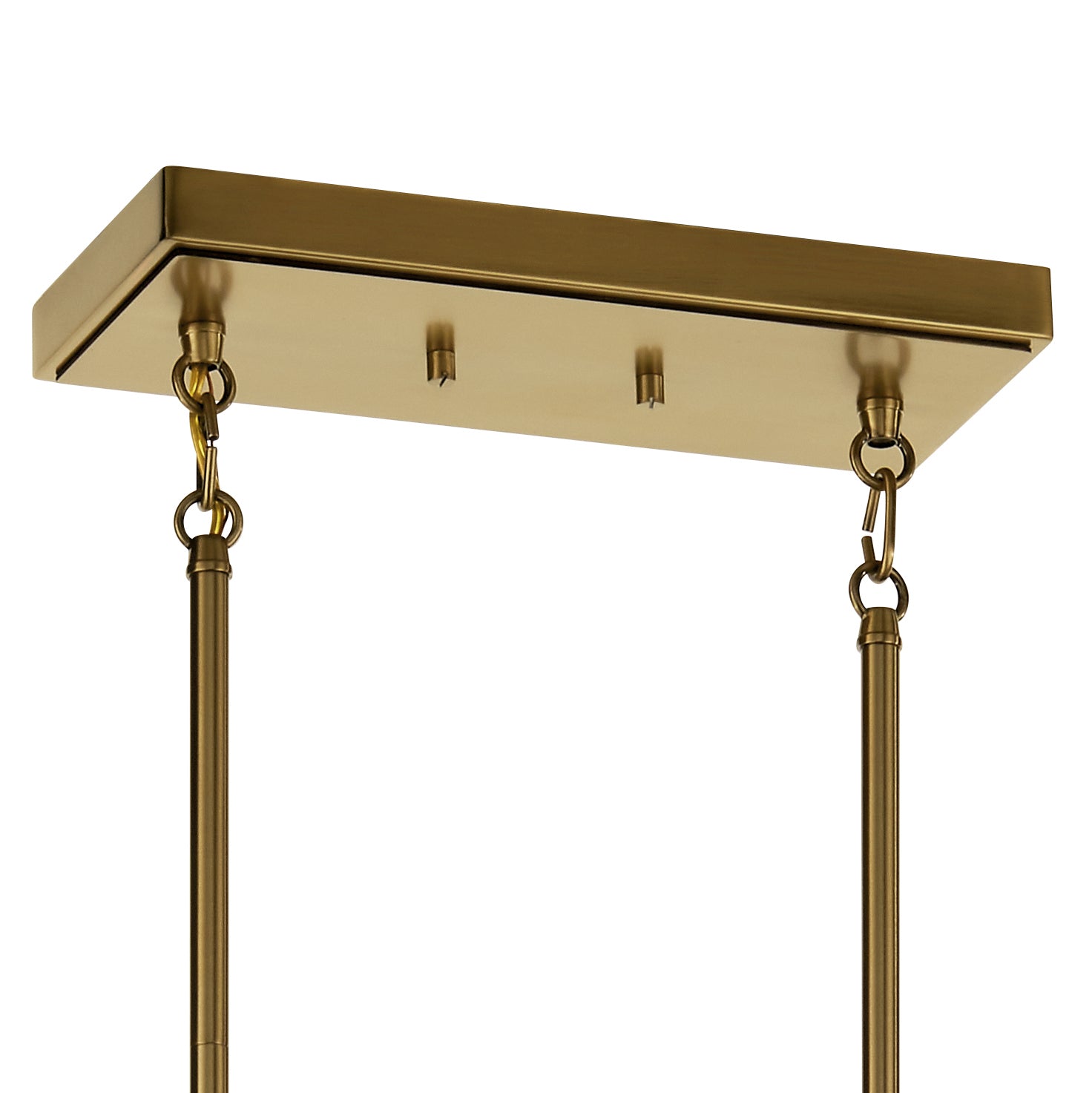 KICHLER 52404BNB Eastmont 5 Light Linear Chandelier With Clear Glass Brushed Natural Brass And Walnut Wood