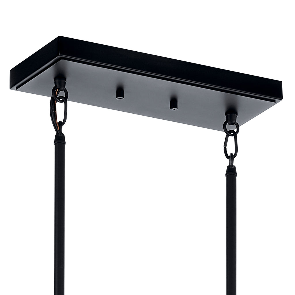 KICHLER 52404BK Eastmont 5 Light Linear Chandelier With Clear Glass Black And Walnut Wood