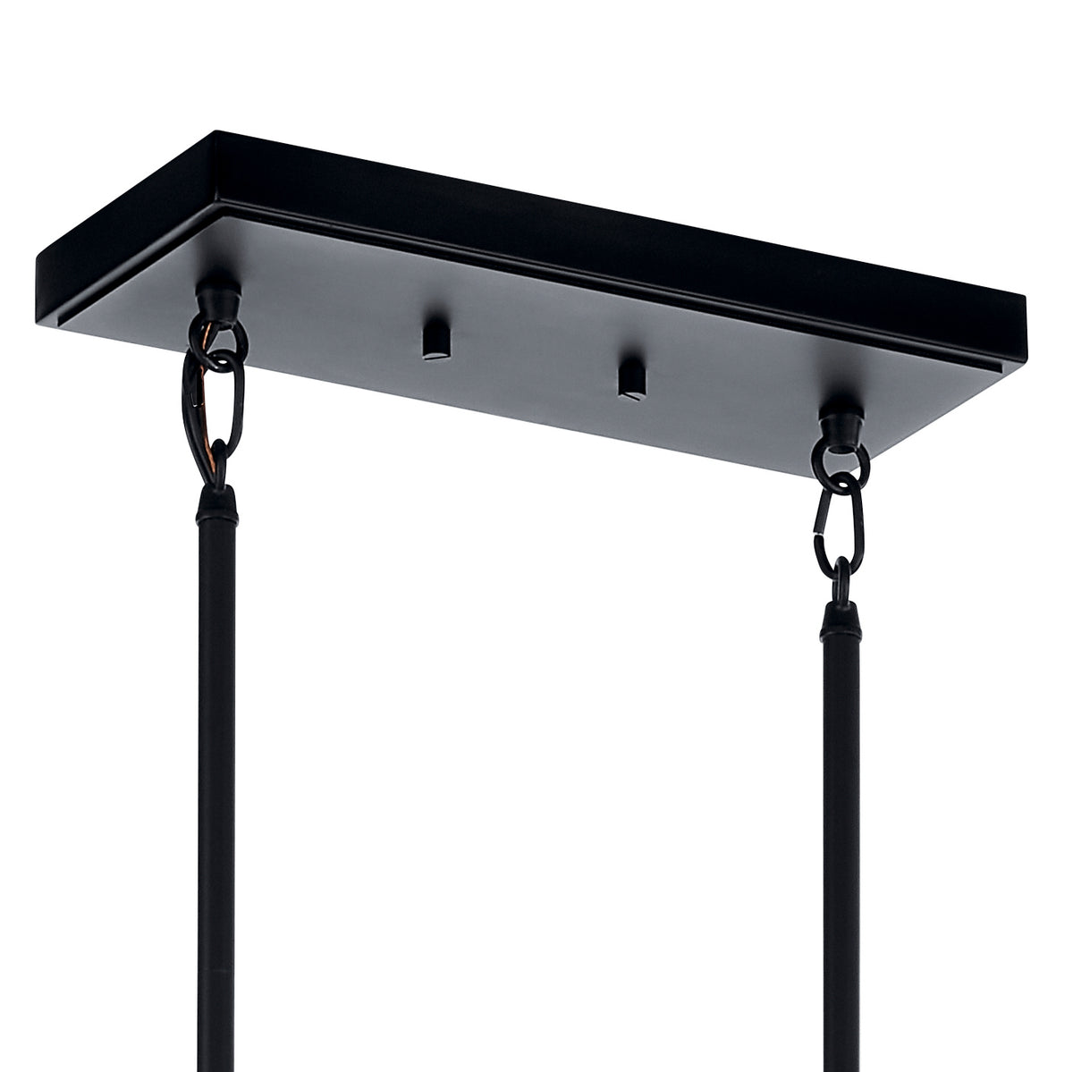 KICHLER 52404BK Eastmont 5 Light Linear Chandelier With Clear Glass Black And Walnut Wood