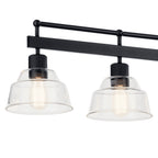 KICHLER 52404BK Eastmont 5 Light Linear Chandelier With Clear Glass Black And Walnut Wood