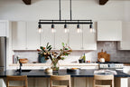 KICHLER 52404BK Eastmont 5 Light Linear Chandelier With Clear Glass Black And Walnut Wood