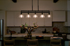 KICHLER 52404BK Eastmont 5 Light Linear Chandelier With Clear Glass Black And Walnut Wood