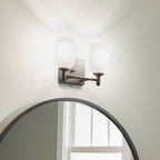 KICHLER 45573BK Shailene 12.5" 2 Light Vanity Light With Satin Etched Glass In Brushed Nickel