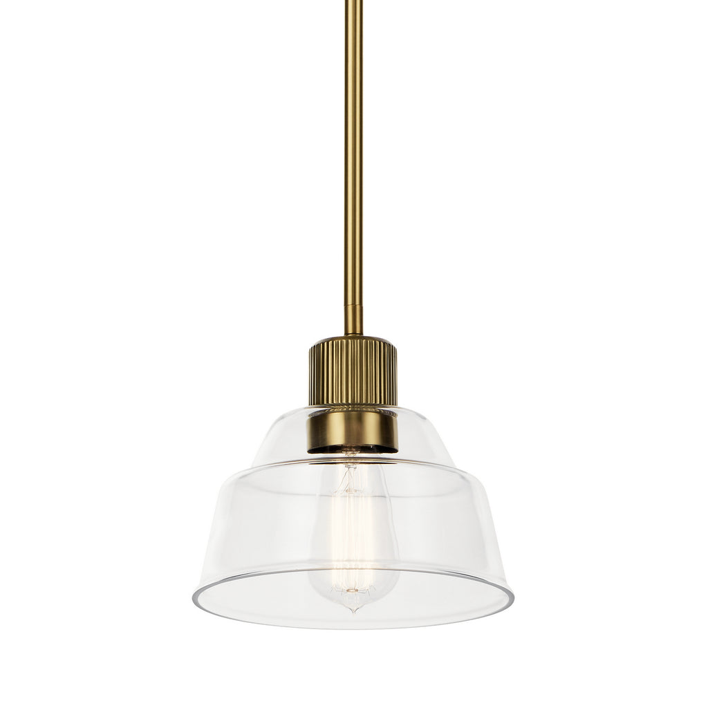 KICHLER 52405BNB Eastmont 1 Light Mini Pendant With Clear Glass Brushed Natural Brass