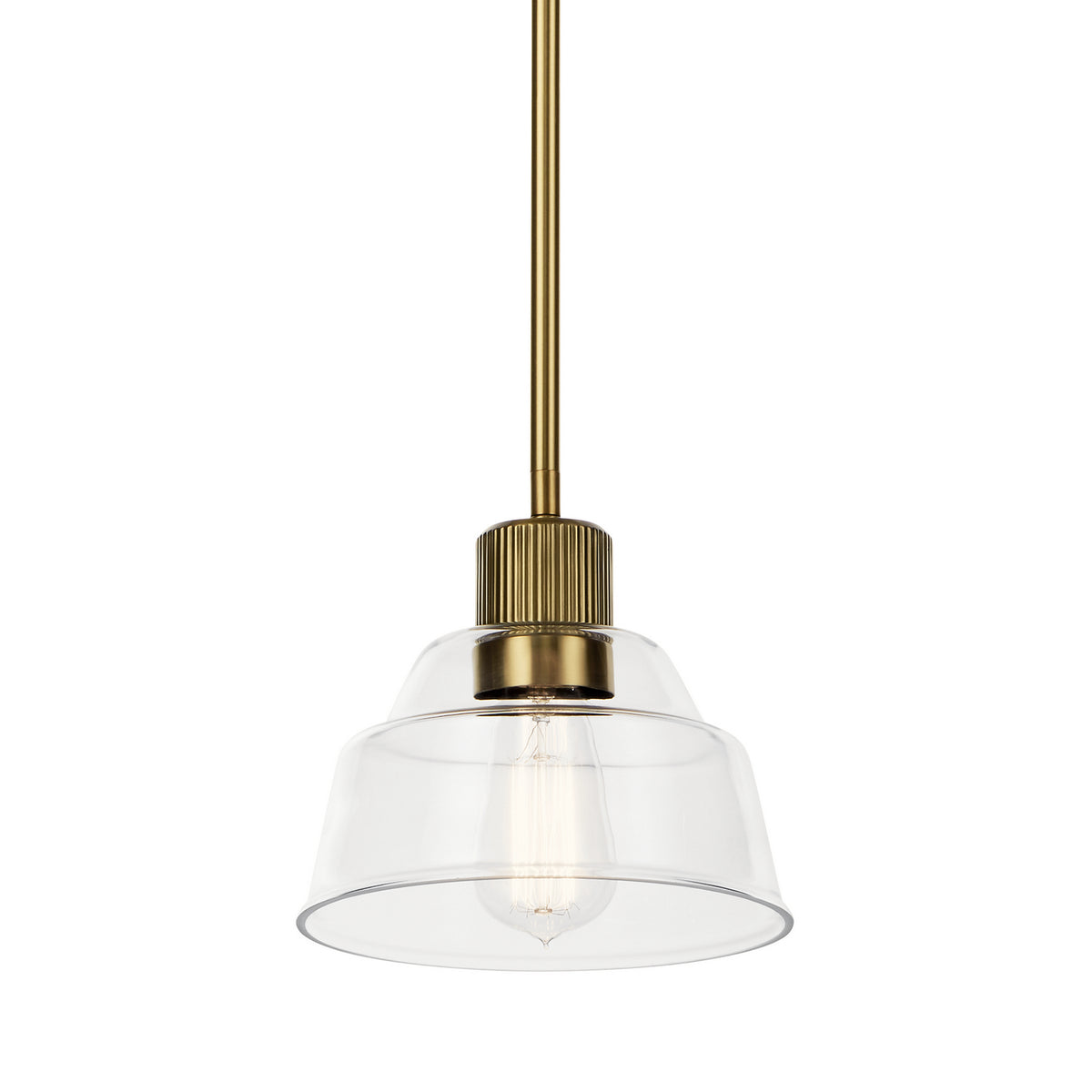 KICHLER 52405BNB Eastmont 1 Light Mini Pendant With Clear Glass Brushed Natural Brass
