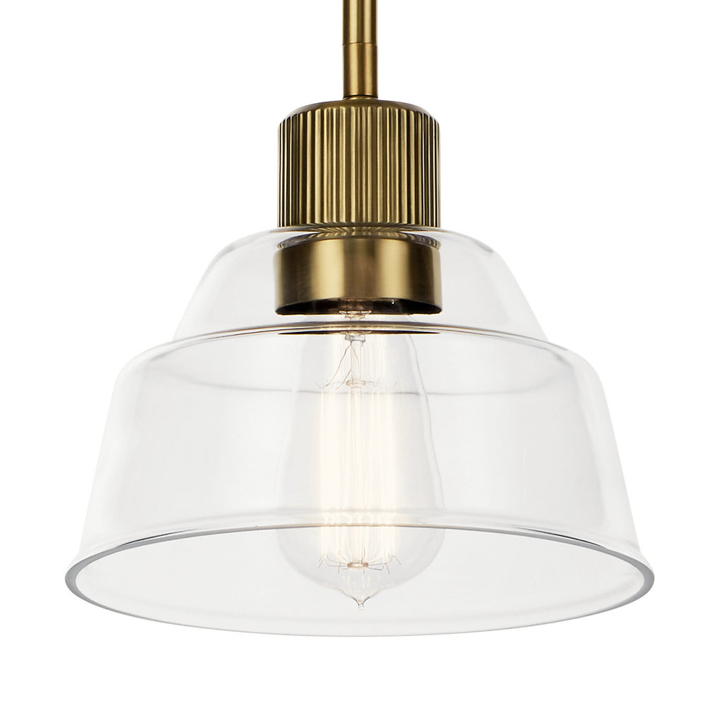 KICHLER 52405BNB Eastmont 1 Light Mini Pendant With Clear Glass Brushed Natural Brass
