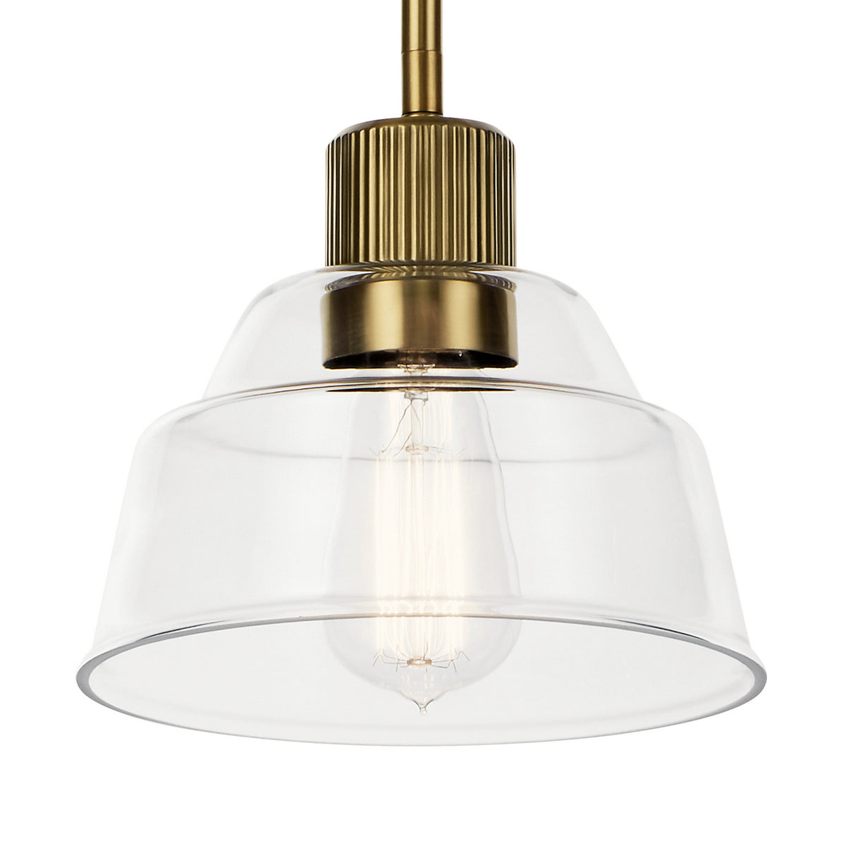 KICHLER 52405BNB Eastmont 1 Light Mini Pendant With Clear Glass Brushed Natural Brass